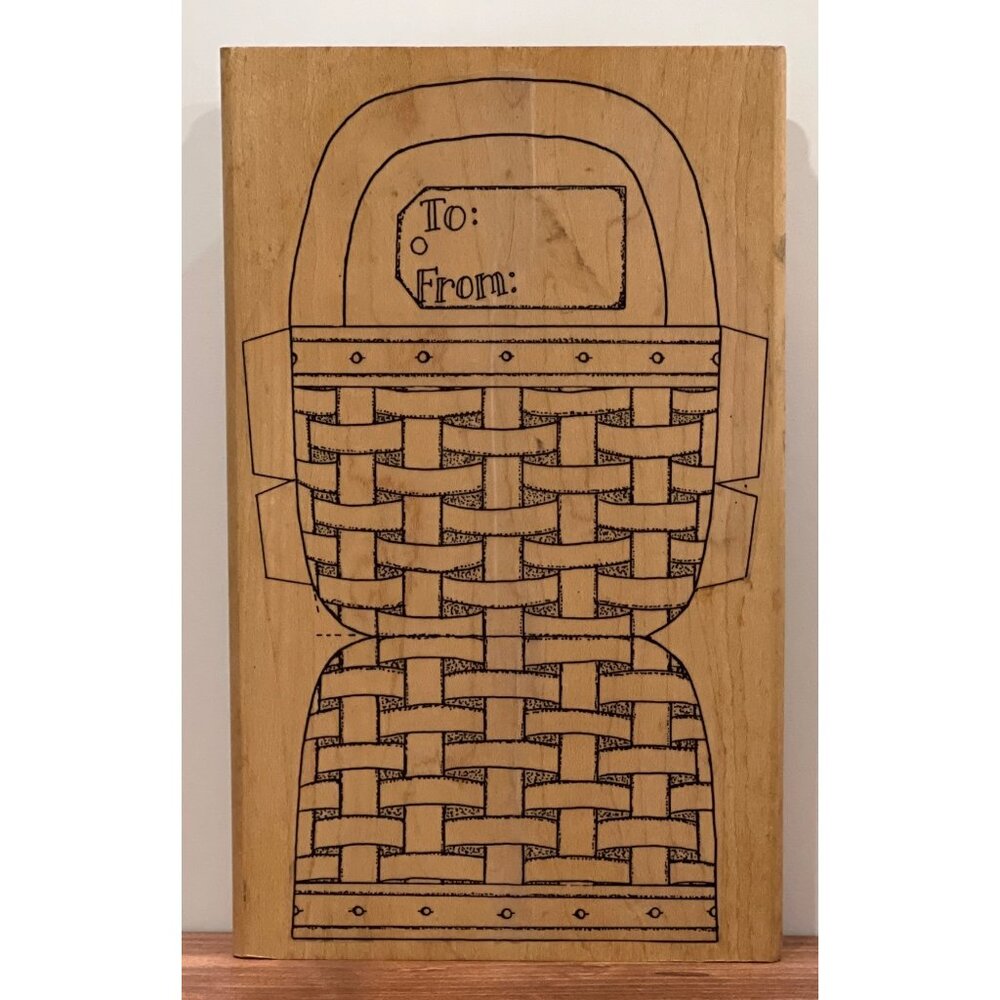 VINTAGE Gift Basket W M Rubber Stamp by Limited Edition To From